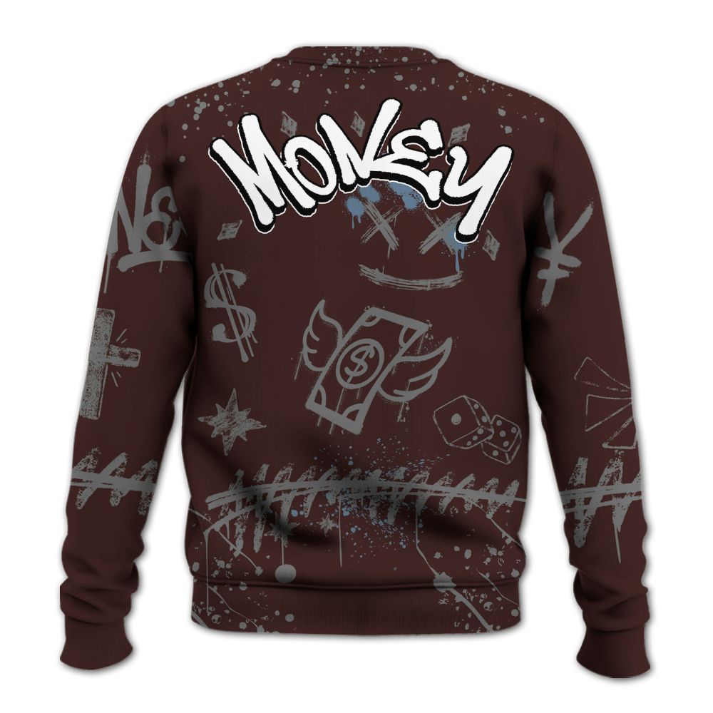 Sweatshirt To Match Burgundy 5s - Everybody Paid In Full Crayon All Over Print