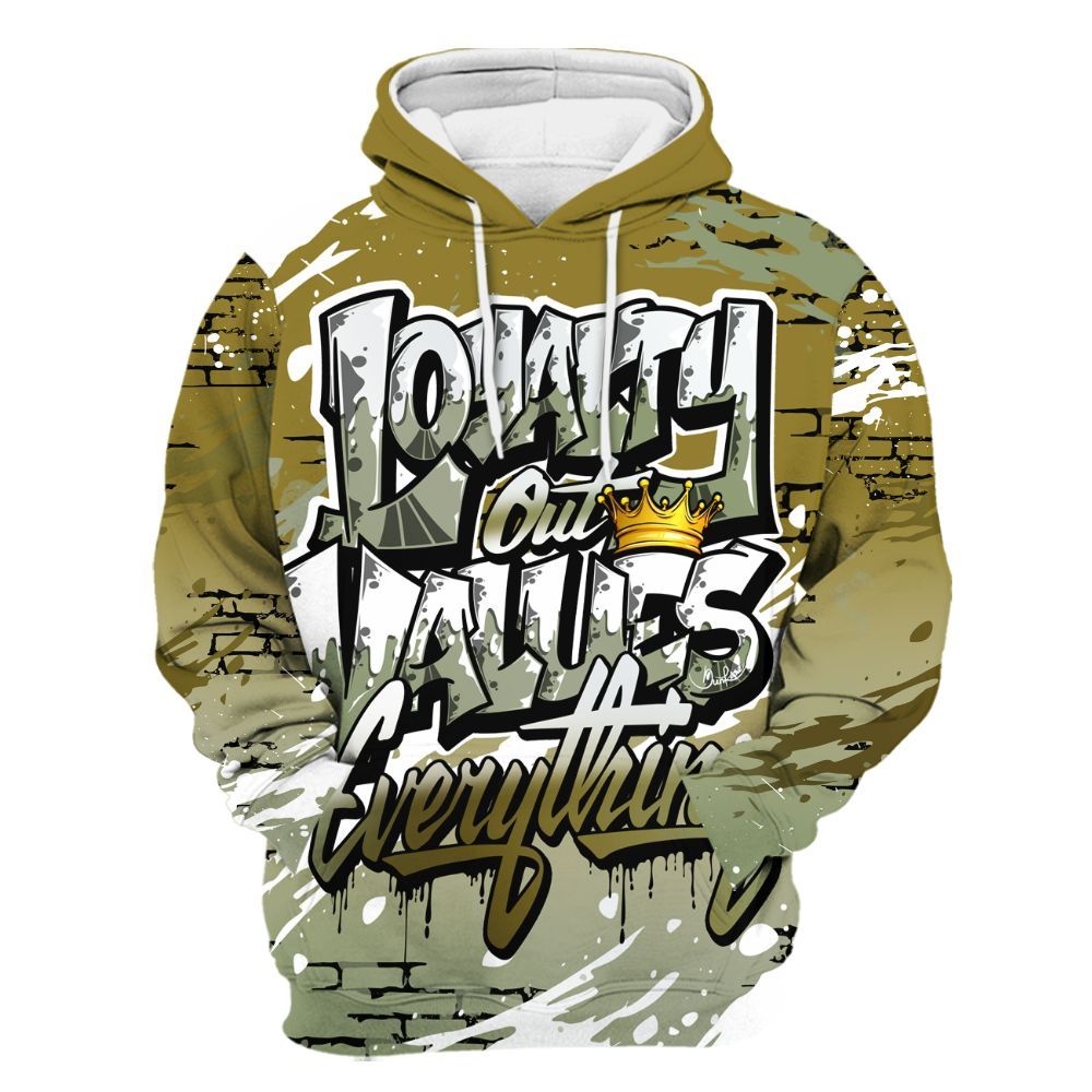 Hoodie To Match Air Flightposite Metallic Gold - Values Of Loyalty Drip All Over Print