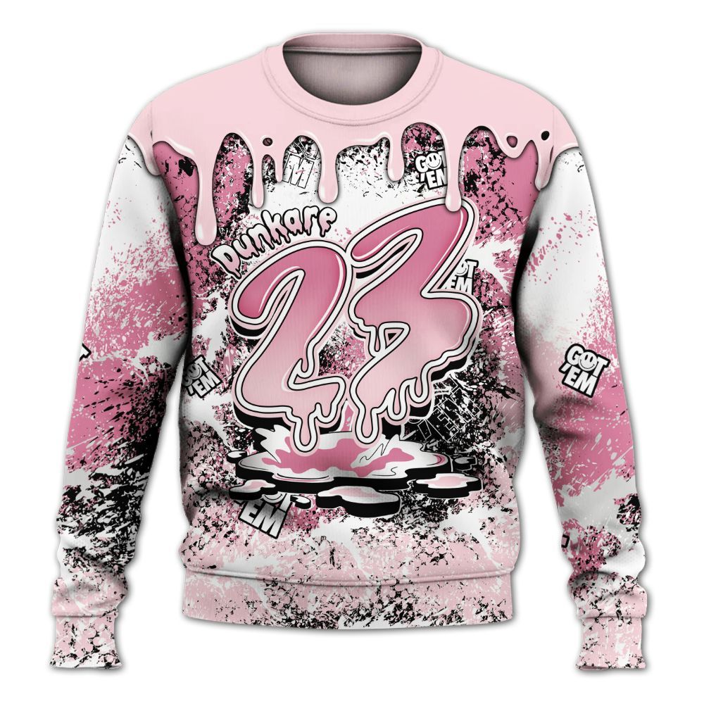 Sweatshirt To Match GS Pearl Pink 12s Shirt, Dripping 23 Drip All Over Print