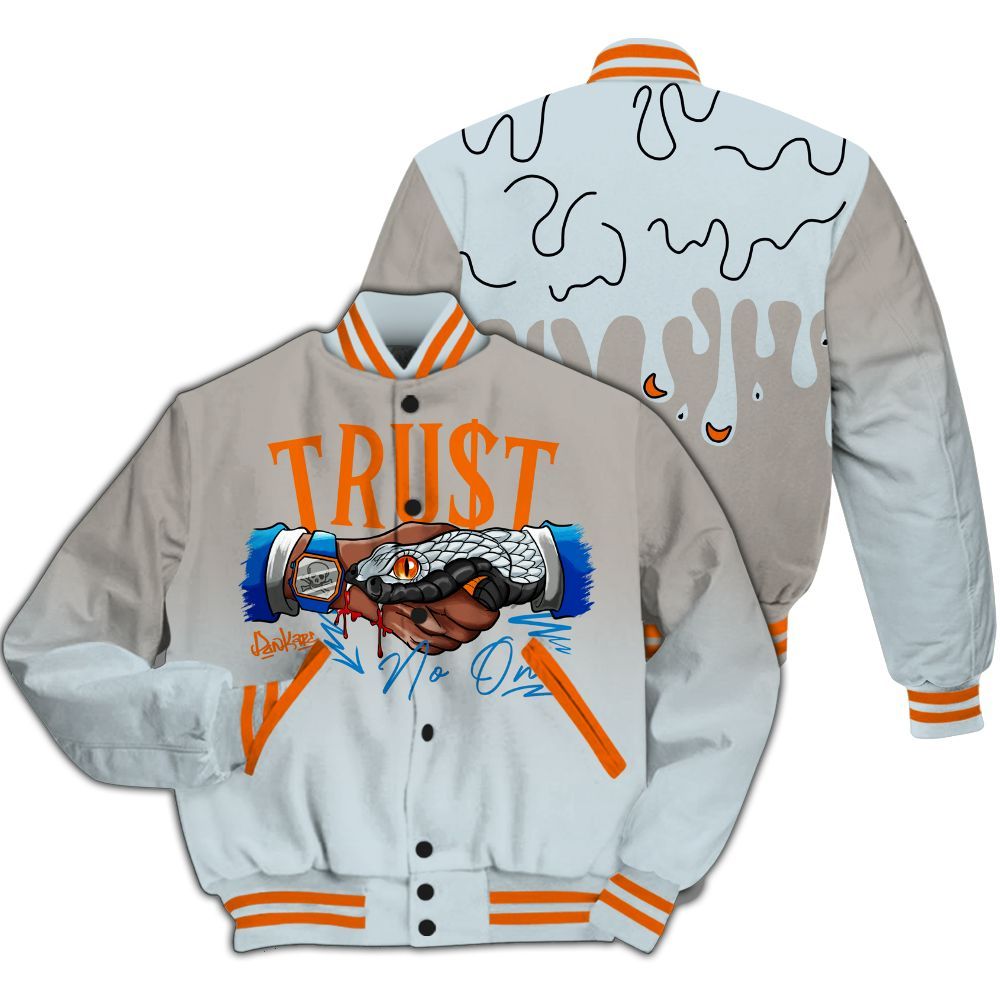 Varsity Jacket To Match Retro High OG Alaska 1s - Trust No One Drip All Over Print