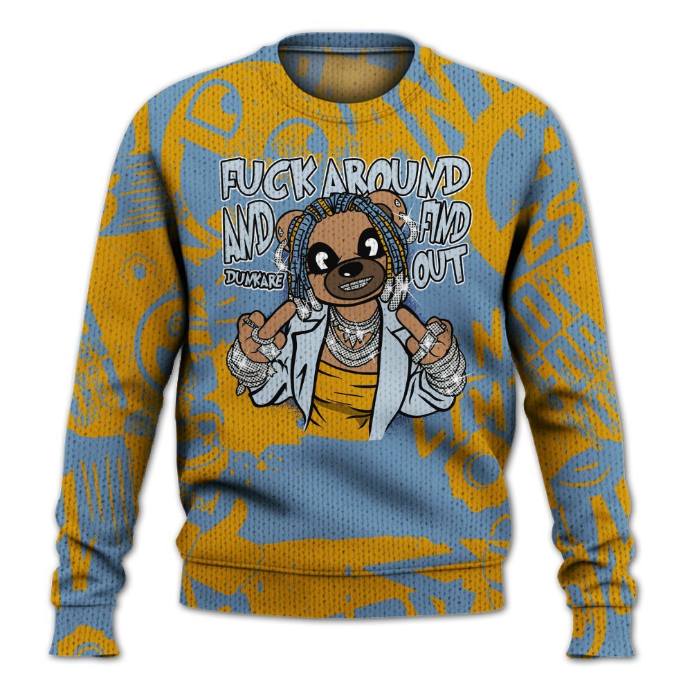 Knitted Sweater To Match High OG First In Flight 1s - F#ck Around Bear Bear Monogram Graffiti