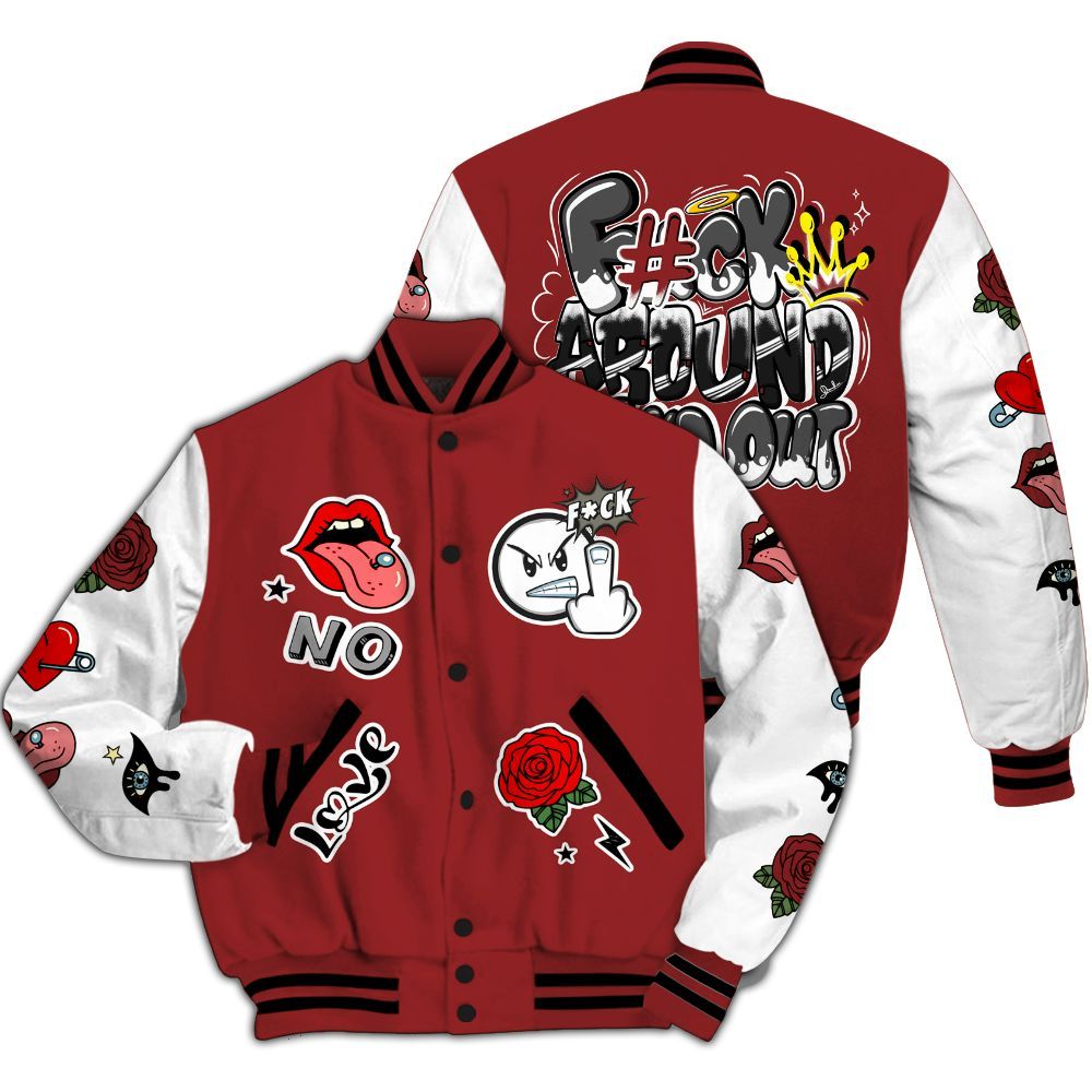Varsity Jacket To Match High 85 Bred 1s - FK Around Find Out All Over Print