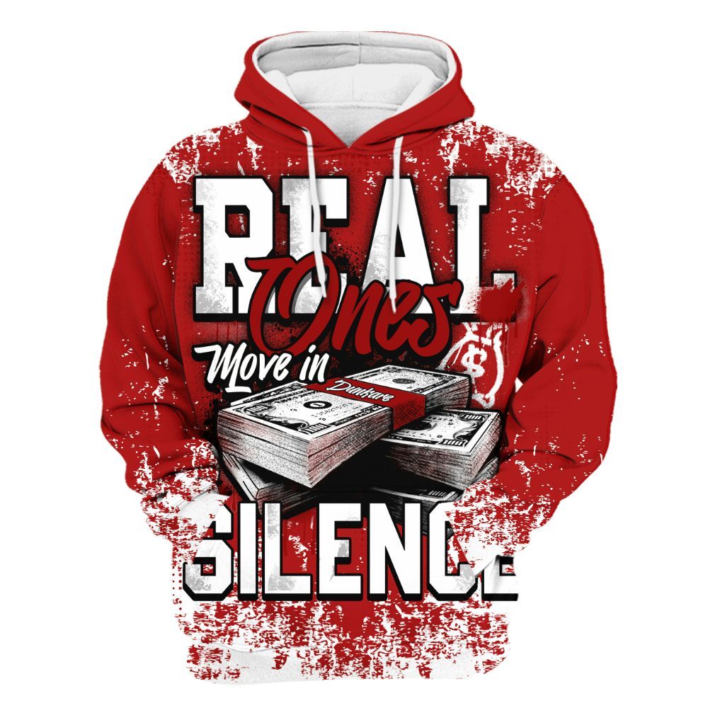 Hoodie To Match Low Terror White University Red 1s - Move In Silence Money Street Retro All Over Print