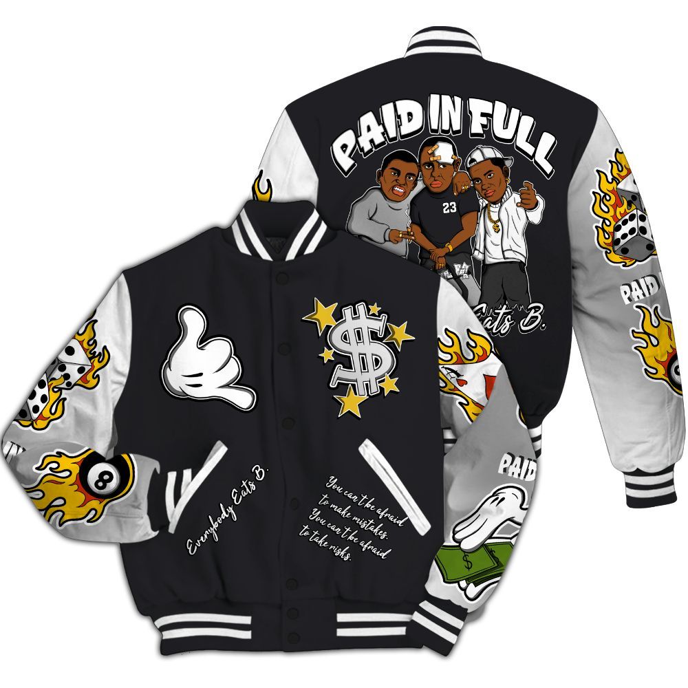 Varsity Jacket To Match Black Patent Low 17s - Everybody Paid In Full Graphic All Over Print