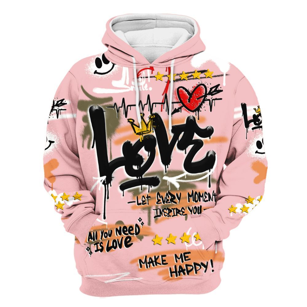 Hoodie To Match SB Dunk Low Red Stardust - Happy Love Beats Graffiti All Over Print