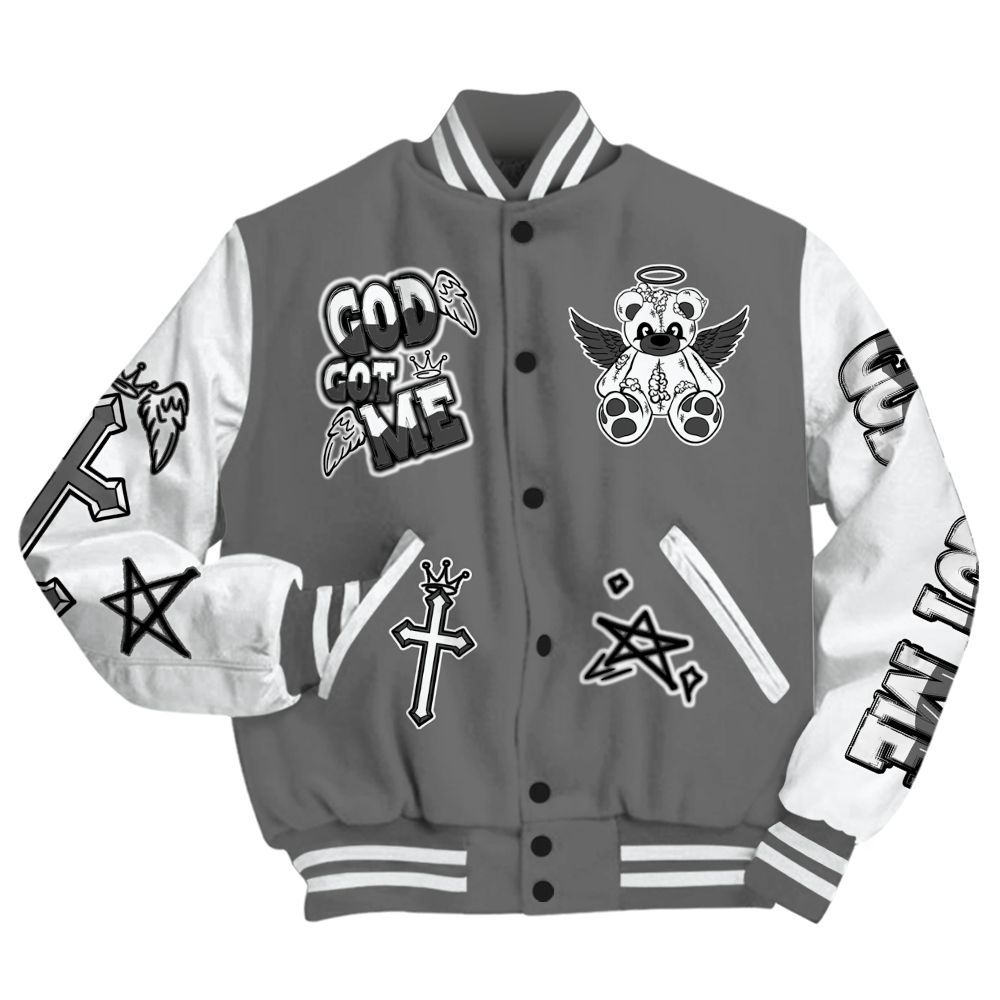 Varsity Jacket To Match Retro Stealth 12s - Gods Guides Me Bear All Over Print