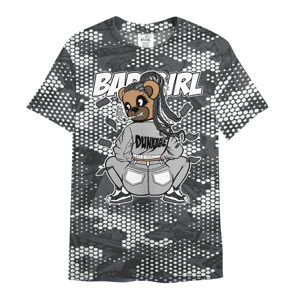 Shirt To Match White Thunder 4s - Rebellious Girl Bear Banknotes Art All Over Print