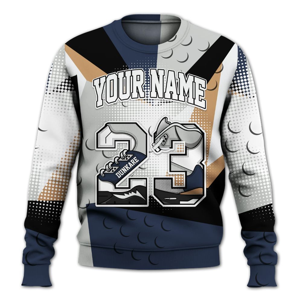Sweatshirt To Match Low Navy Grey Gum 1s - Custom Name 23 5s All Over Print