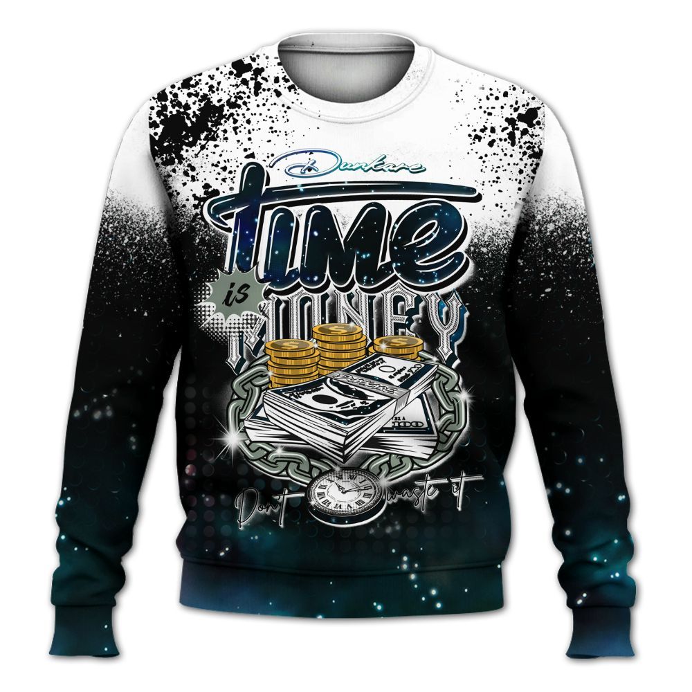 Sweatshirt To Match Air Foamposite One Galaxy - Halftone Time Is Money All Over Print