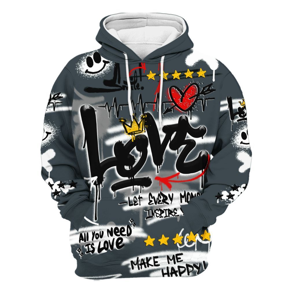 Hoodie To Match Air Max Sunder Gore Tex Black - Happy Love Beats Graffiti Streetwear All Over Print
