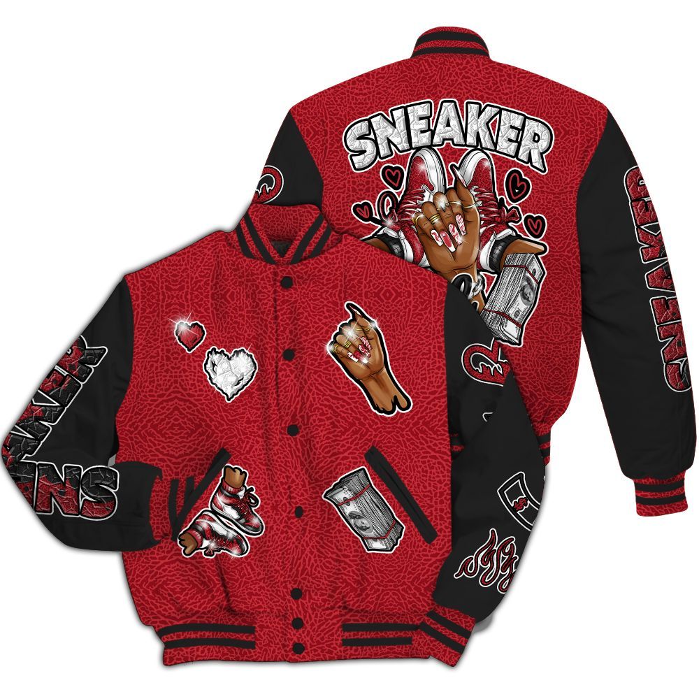 Varsity Jacket To Match High OG Varsity Red 1s - Sneakerz Girlz All Over Print