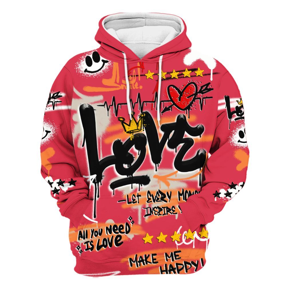 Hoodie To Match Air Max Portal Bright Ceramic - Happy Love Beats Graffiti Streetwear All Over Print