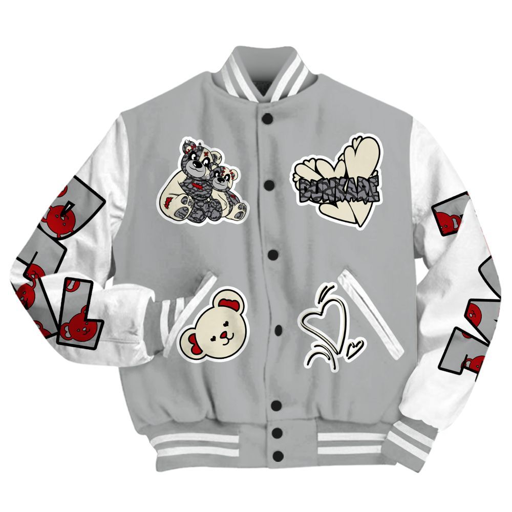 Varsity Jacket To Match Cement Grey 3s - Sincere Fondness Bear All Over Print