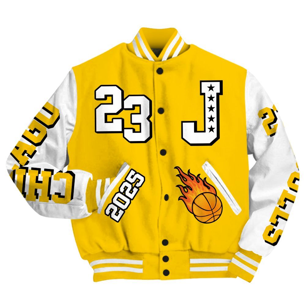 Varsity Jacket To Match Vivid Sulfur 4s - Chicago 23 Basketball All Over Print