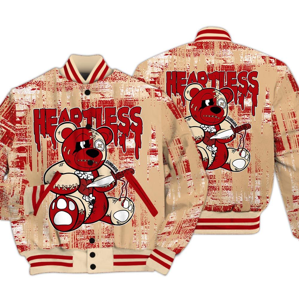 Varsity Jacket To Match Dunk Low Strawberry Waffle - Heartless Bear Glitch Art Varsity Jacket Unisex
