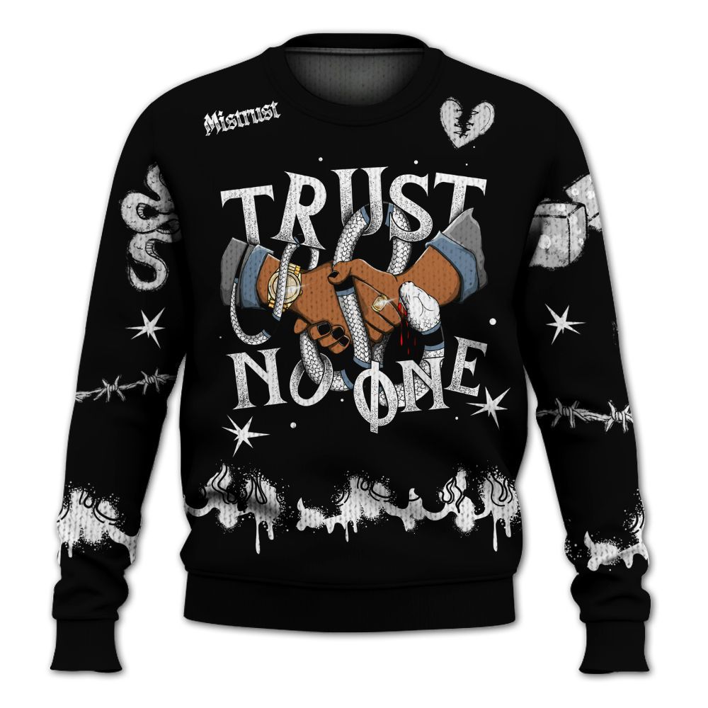 Knitted Sweater To Match Black Chrome 6s - Trust No One Snake-Bite Doodle Crayon