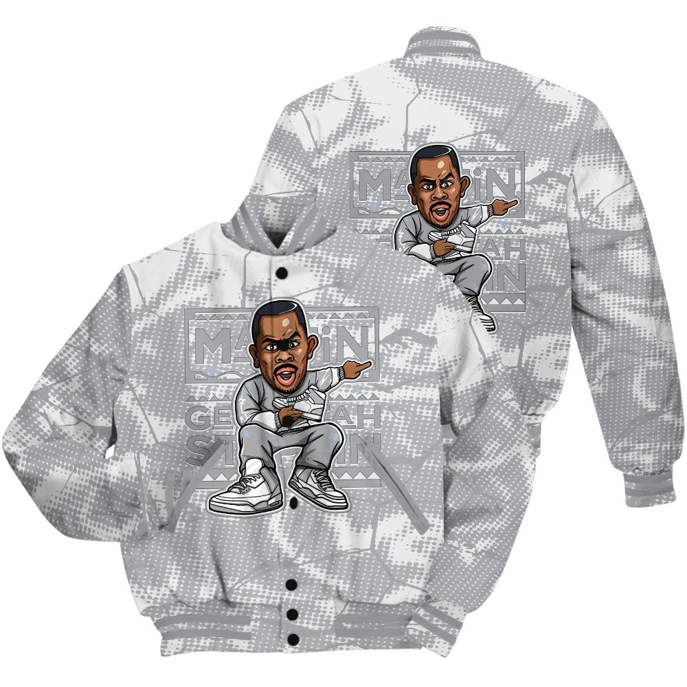 Varsity Jacket To Match Low OG Wolf Grey 1s Shirt - Get Tag Sneakers Steppin' Graphic Crack All Over Print