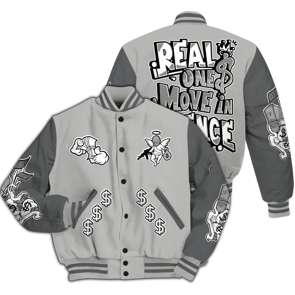 Varsity Jacket To Match Retro Wet Cement 4s - Ones Move In Silence Graphic All Over Print