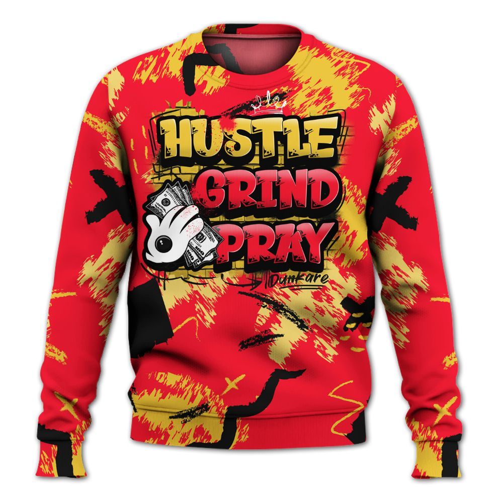 Sweatshirt To Match KD 18 Air Bakin - Hustle Grind Pray Retro All Over Print