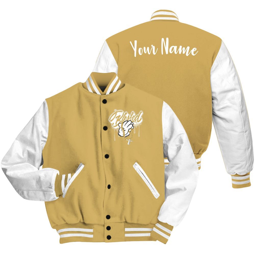 Varsity Jacket To Match Craft Paris 6s - Custom Name God Blessed Drip All Over Print