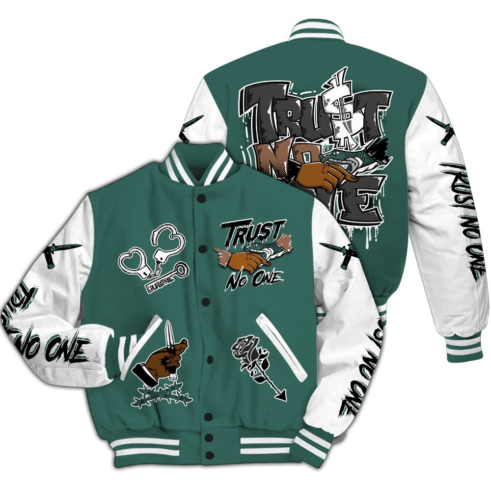Varsity Jacket To Match Low OG Oxidized Green 1s - Trust No One Dripping All Over Print