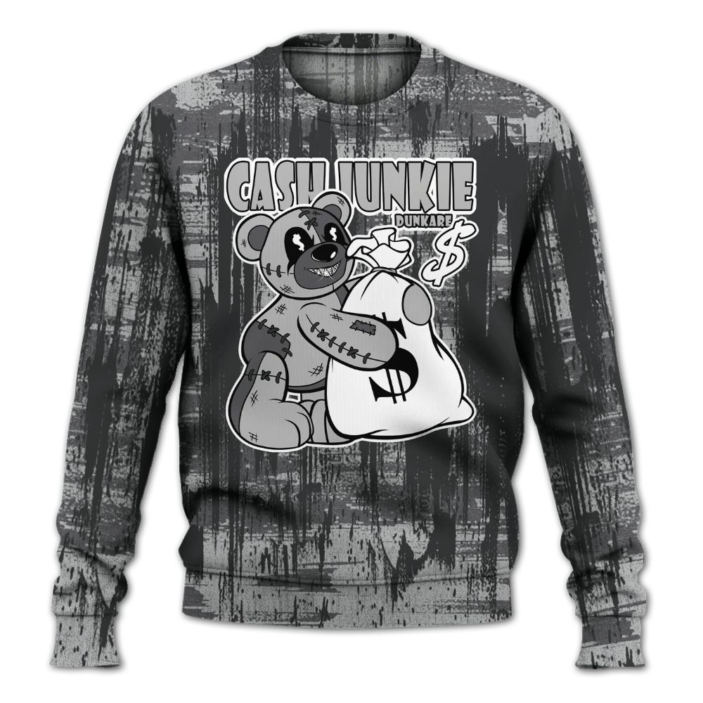 Sweatshirt To Match White Thunder 4s - Cashs Junkie Bear Glitch Art All Over Print
