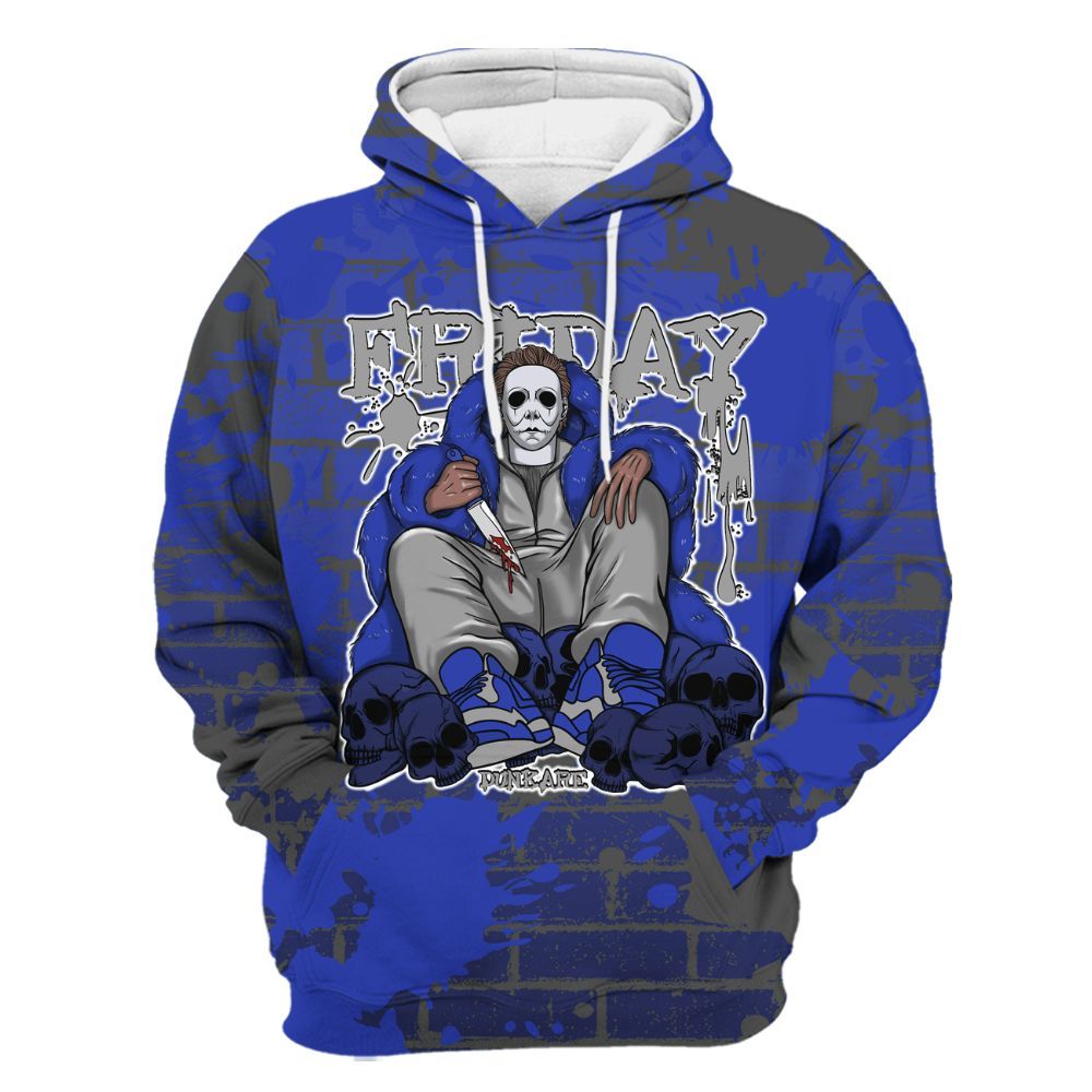 Hoodie To Match Air Max Plus Black Racer Blue - Friday Brick All Over Print