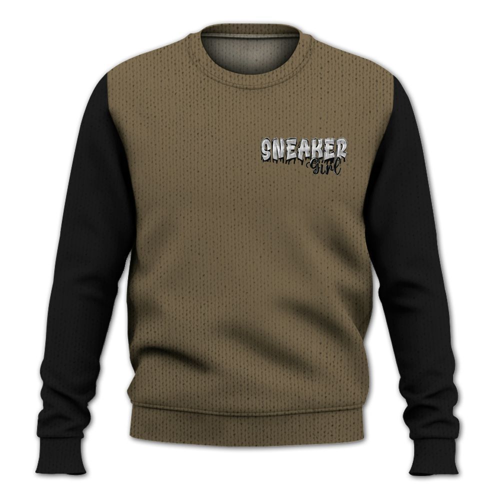 Knitted Sweater To Match Olive 9s, Custom Name Sneaker Girl Money