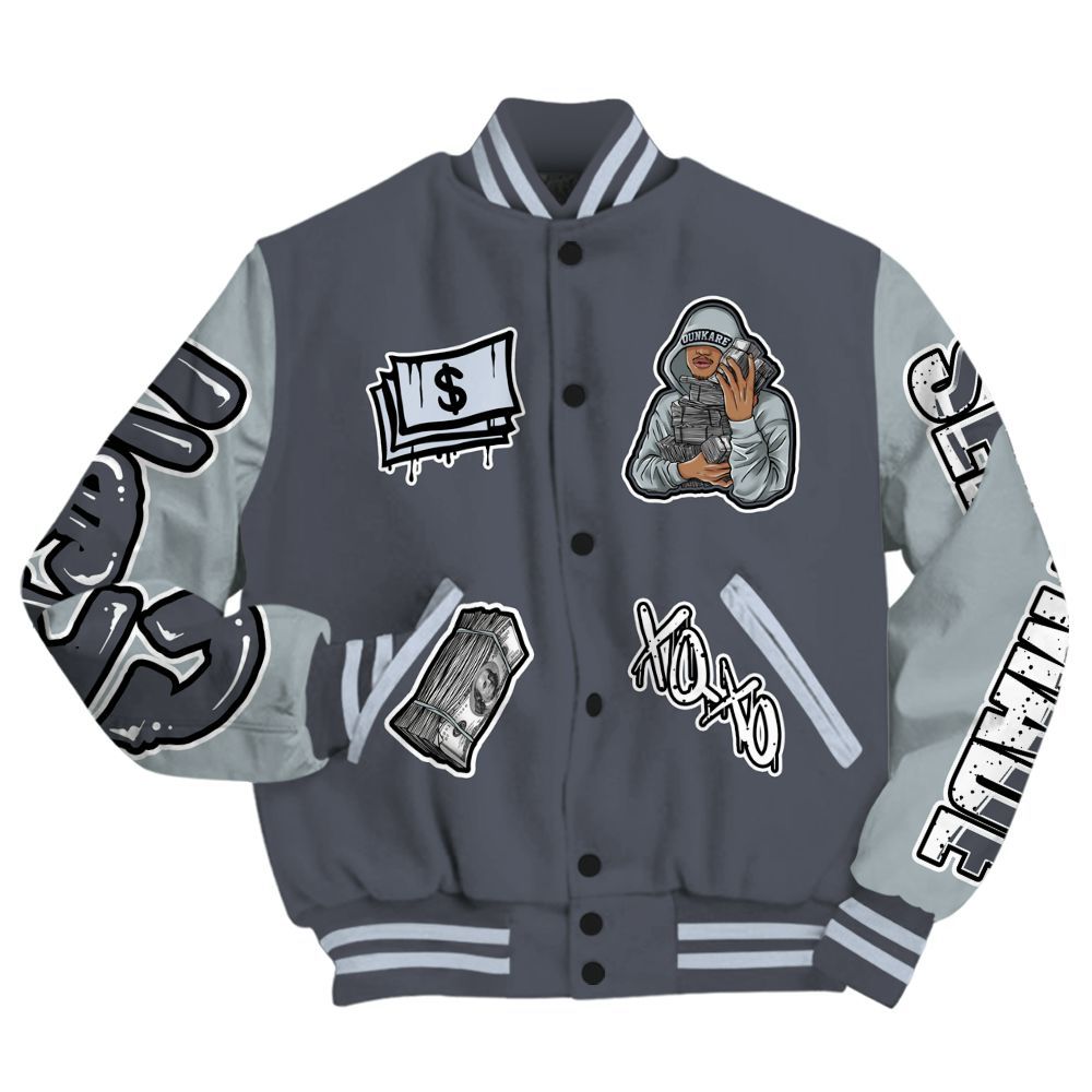 Varsity Jacket To Match Retro Wolf Grey 5s - Selfmade Unique All Over Print