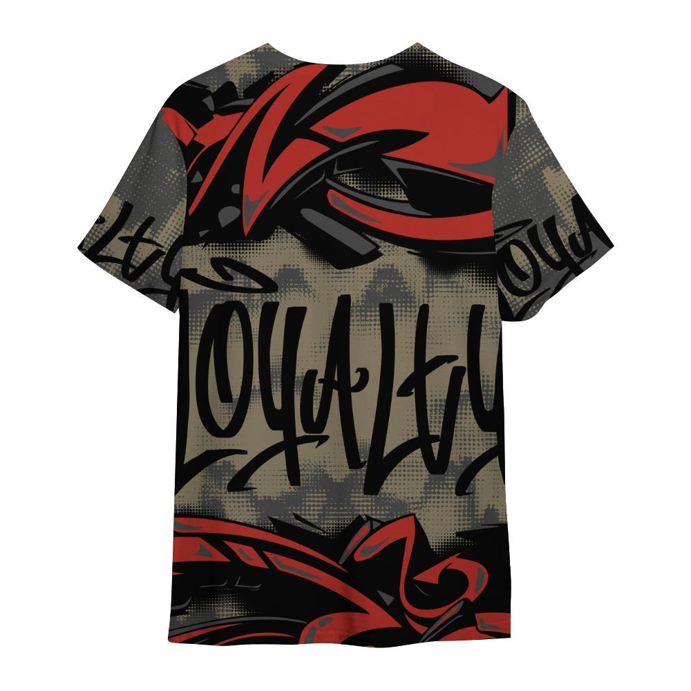Shirt To Match Olive 9s - Loyalty Out Value Graffiti All Over Print