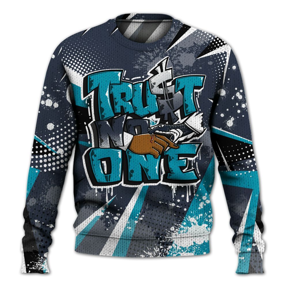 Knitted Sweater To Match Retro Obsidian 13s - Poly Trust No One Dripping