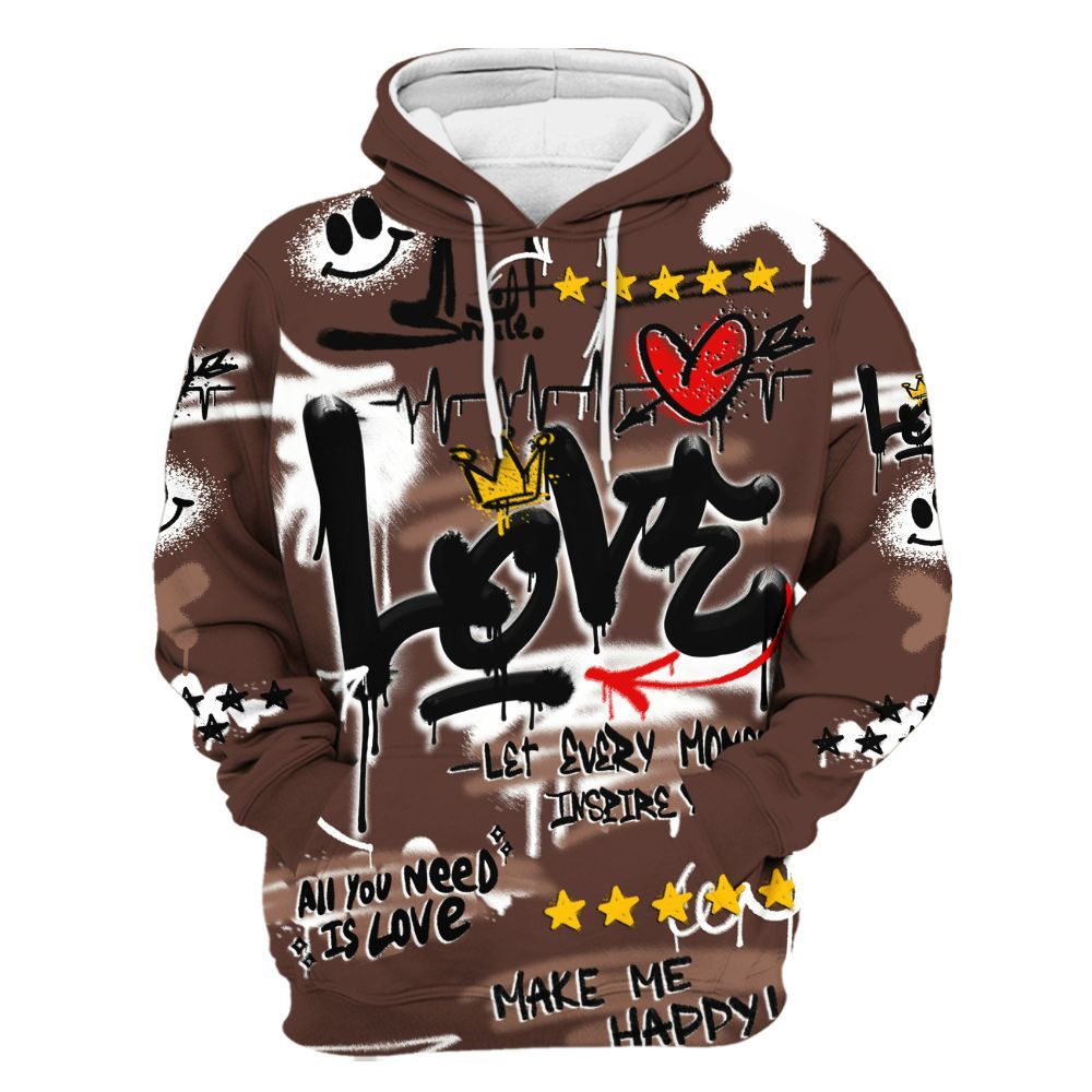 Hoodie To Match KD 4 Christmas - Happy Love Beats Graffiti Streetwear All Over Print