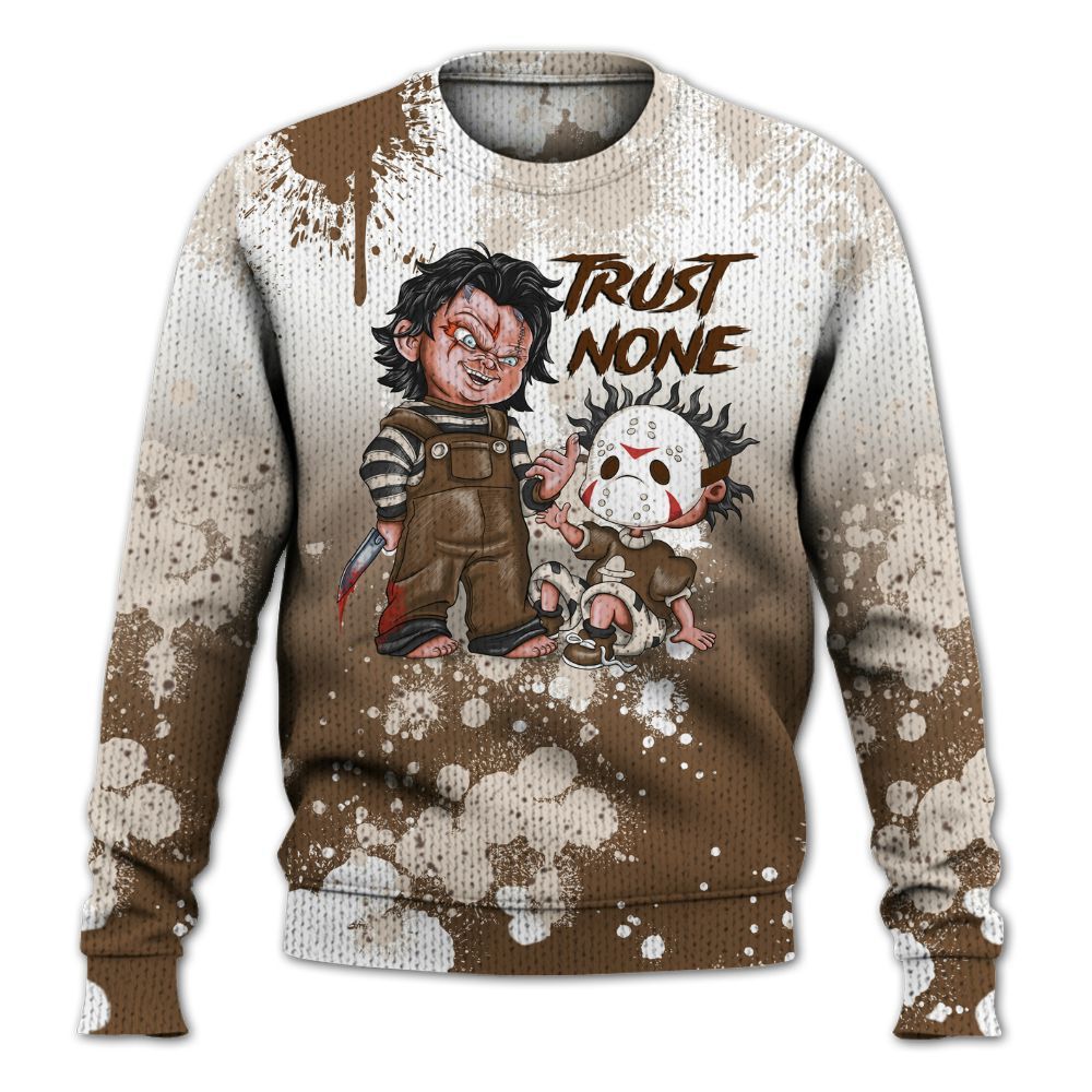 Sweater To Match Eggnog 12s - Trust No One Scary Graphic
