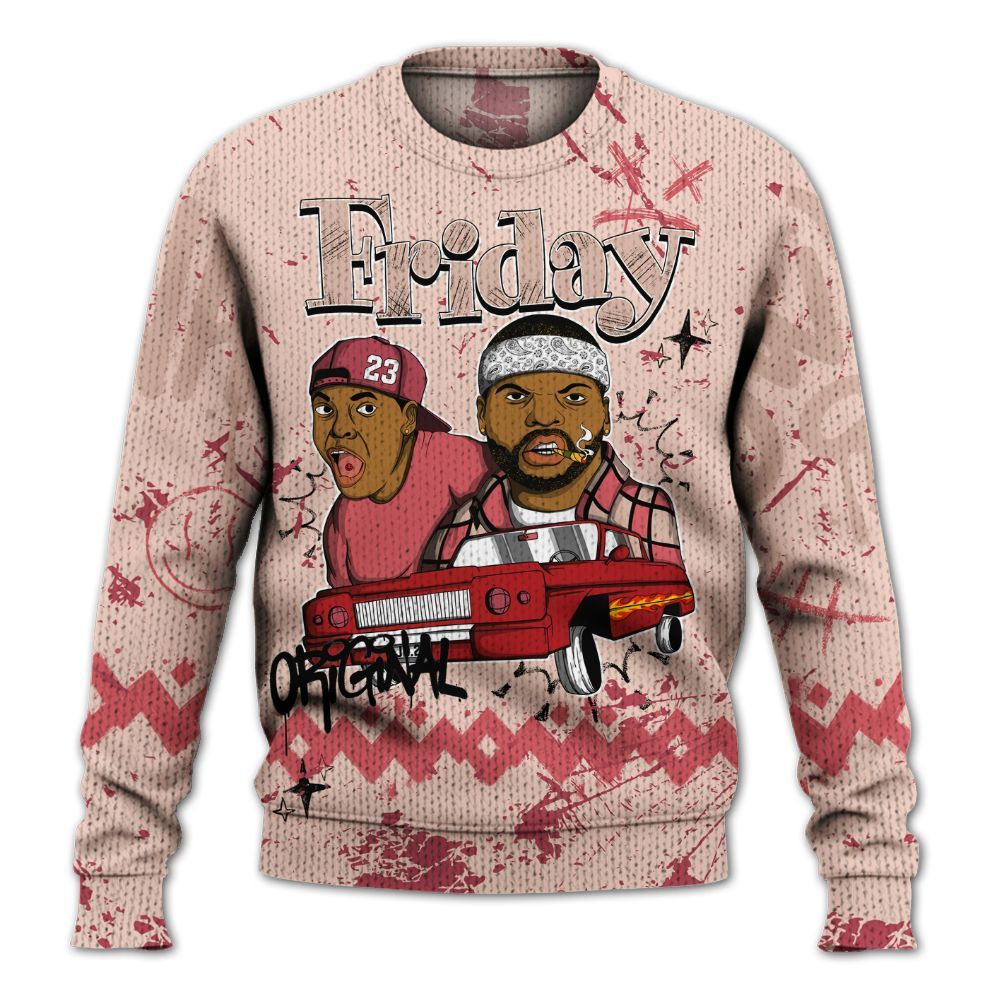 Sweater To Match Washed Coral 2s Shirt, Friday Sneaker Crayon Graphic