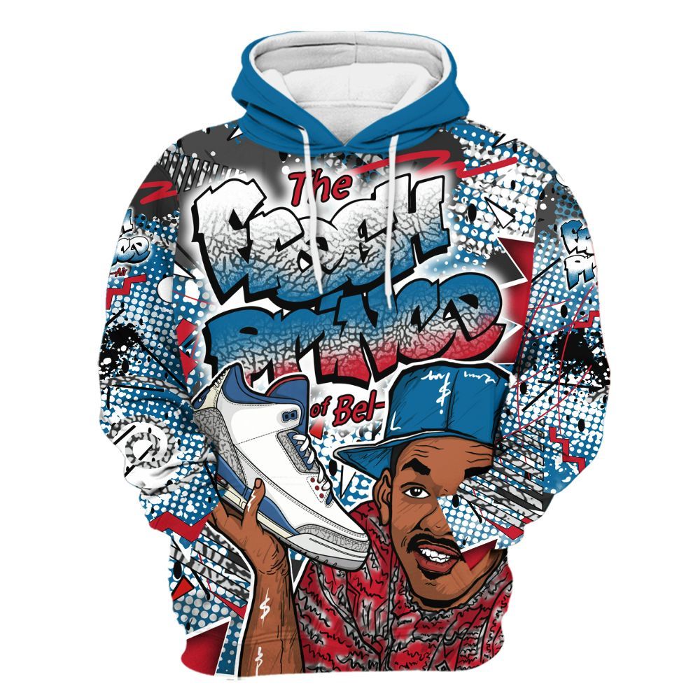 Hoodie To Match OG True Blue 3s - Fresh Sneaker 90s All Over Print