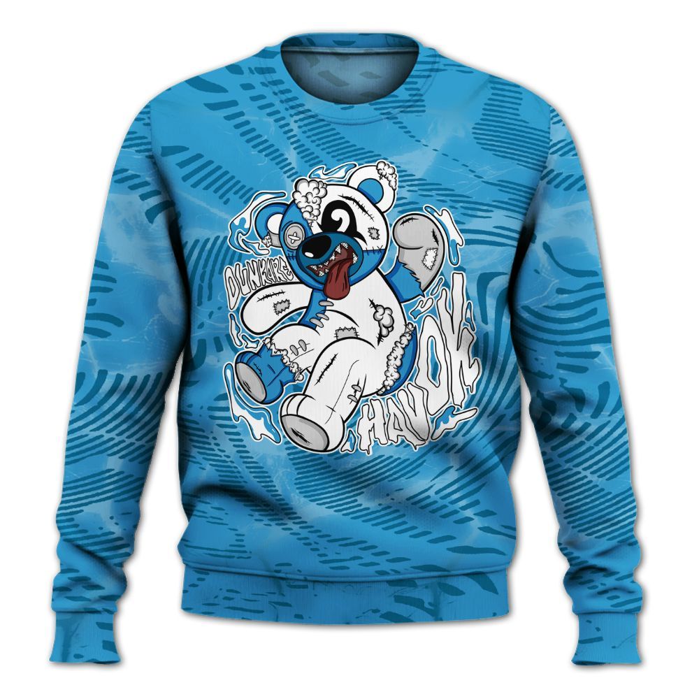 Sweatshirt To Match Powder Blue 9s - Havok Bear All Over Print