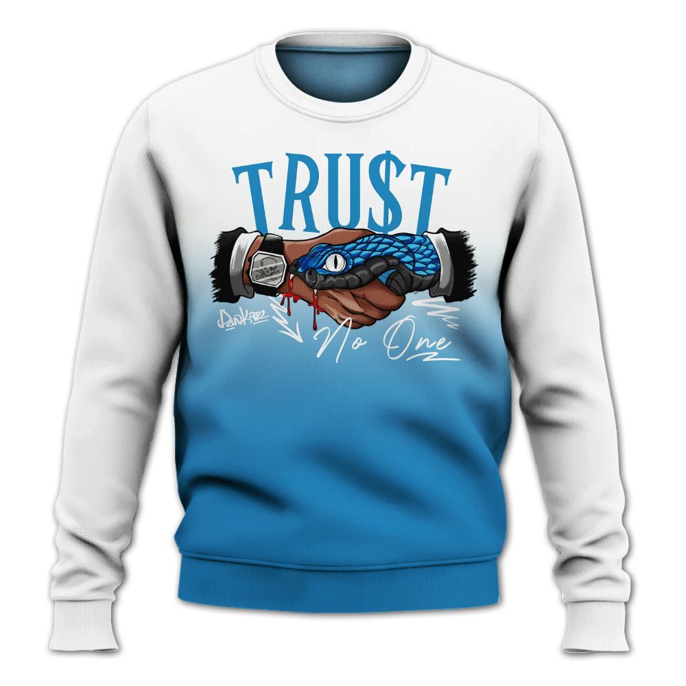 Sweatshirt To Match Retro University Blue 9s - Snake Trust No One Drip All Over Print