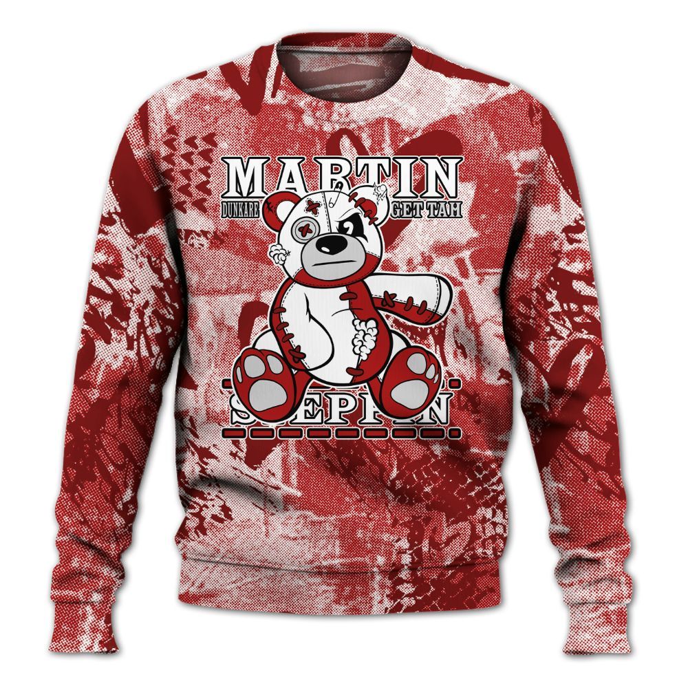 Sweatshirt To Match Red Taxi 12s - Tah Steppin Bear Heart Grunge All Over Print