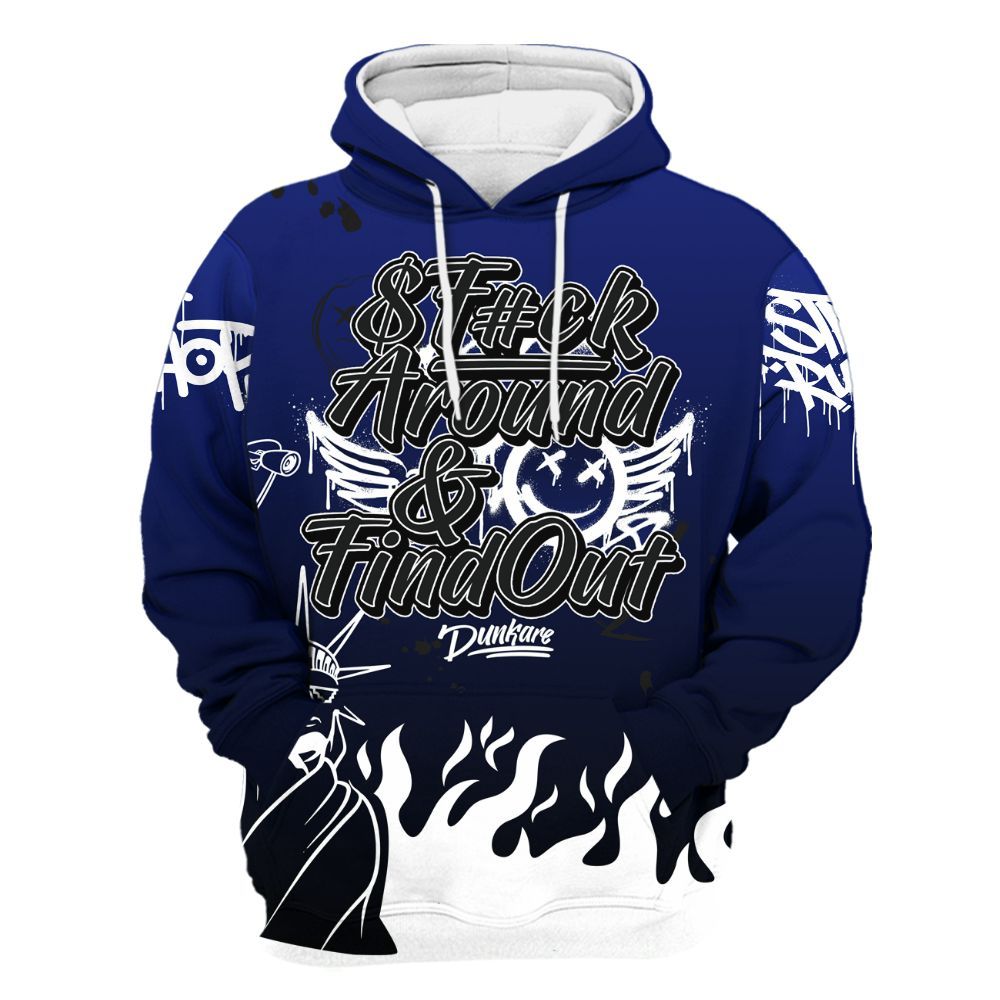 Hoodie To Match Air Max Plus Black Racer Blue - Graphic Fck Around Find Out All Over Print