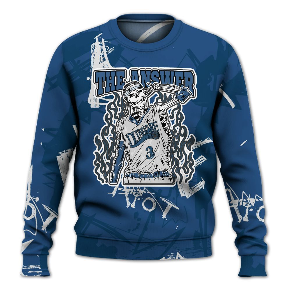 Sweatshirt To Match High OG Midnight Navy 1s - Allen Answer Skeleton Messyz All Over Print