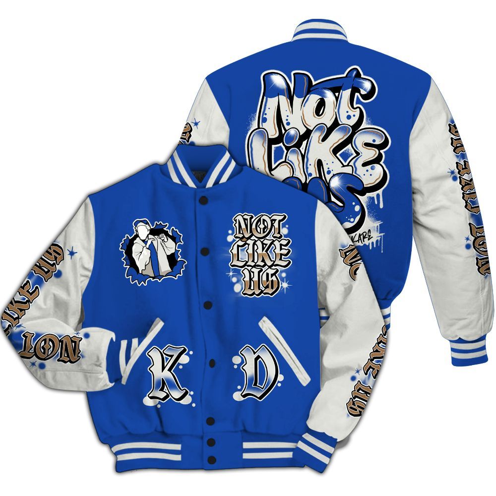 Varsity Jacket To Match Dunk High Racer Blue - None Like Us Graphic All Over Print