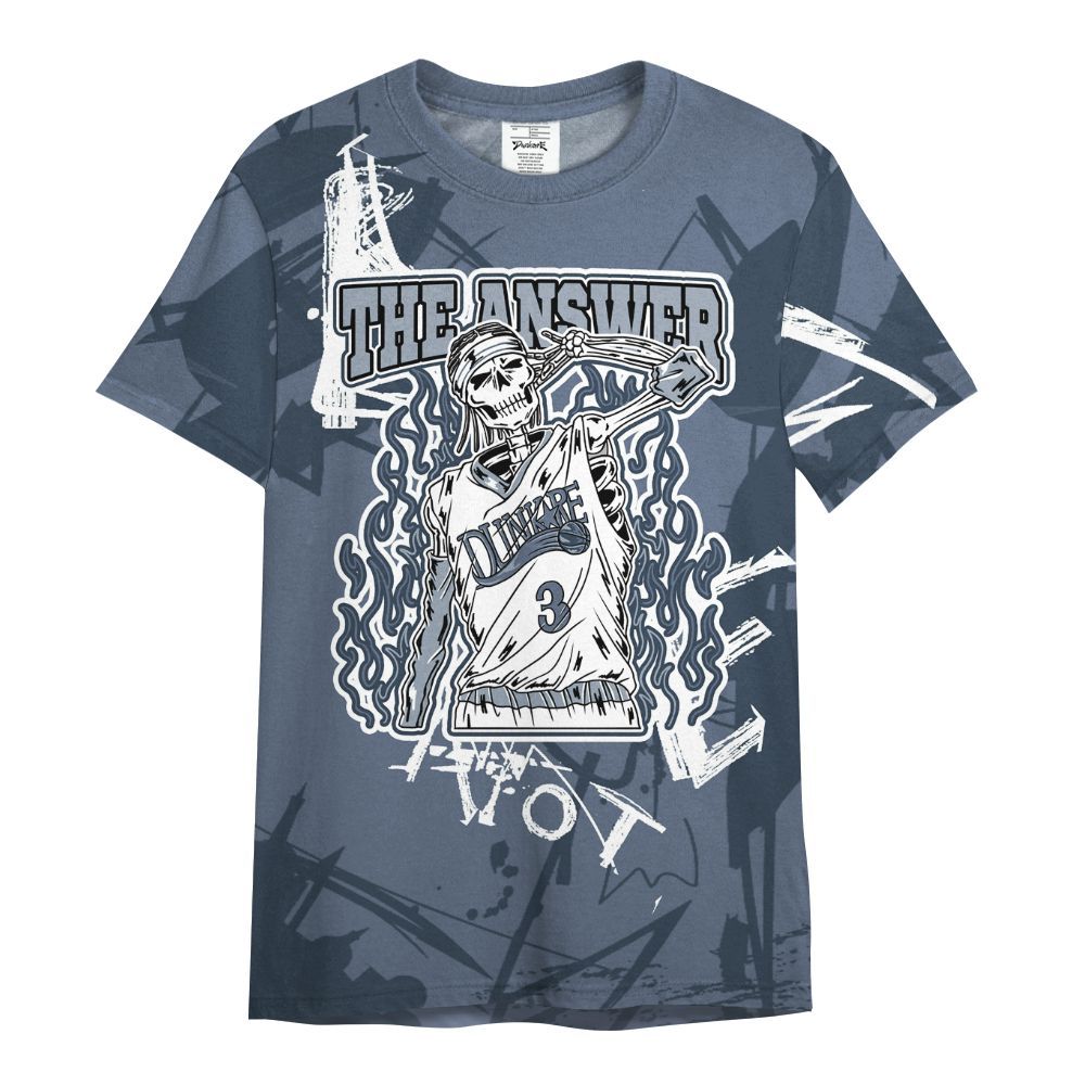 Shirt To Match Low Diffused Blue 11s - Allen Answer Skeleton Messyz All Over Print