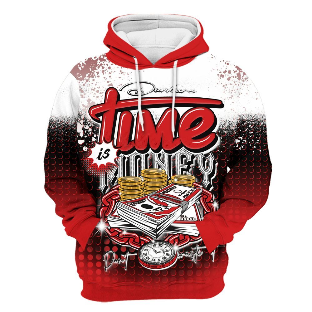 Hoodie To Match Low Bred 11s - Halftone Time Is Money All Over Print