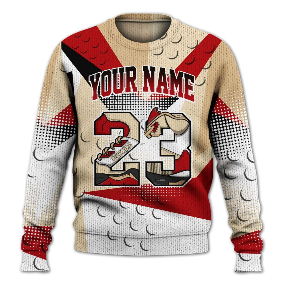 Knitted Sweater To Match Dunk Low Strawberry Waffle - Poly Custom Name Number 23 5s