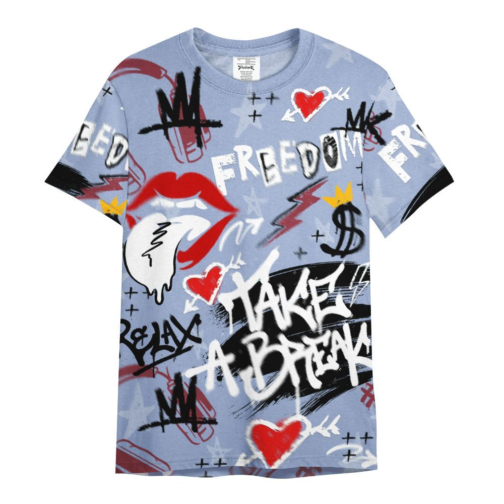 Shirt To Match Black Metallic 5s - Take Break Freedom Graffiti Streetwear All Over Print