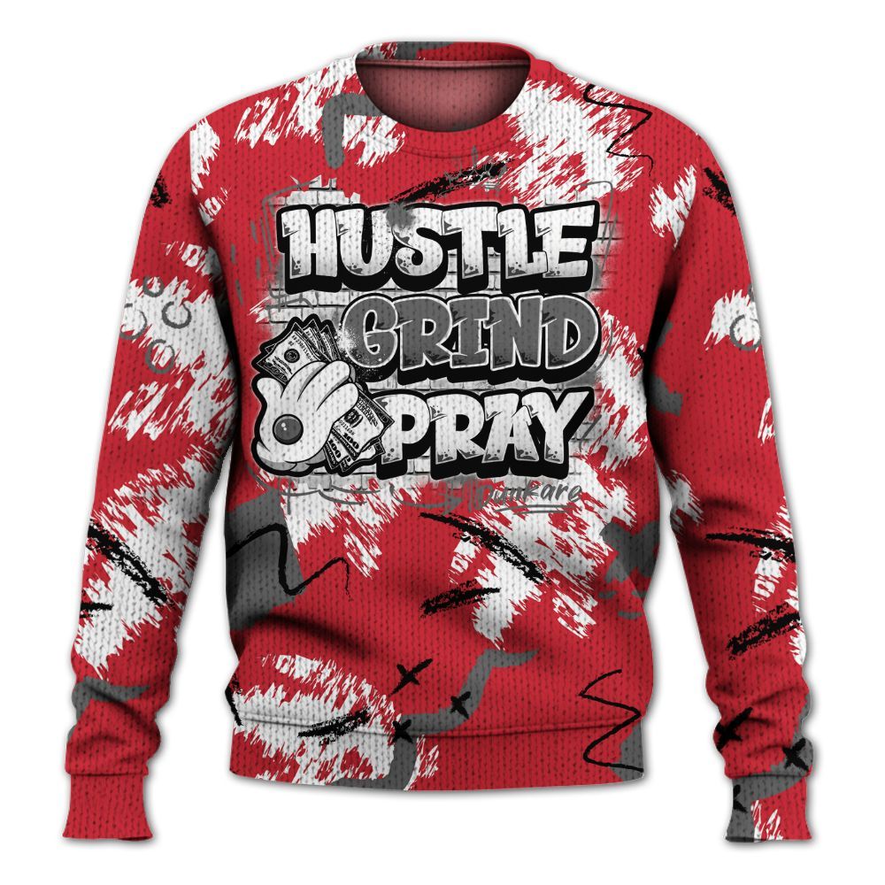 Sweater To Match Bunny 2025 8s - Hustle Grind Pray Graphic Street Style Graphic