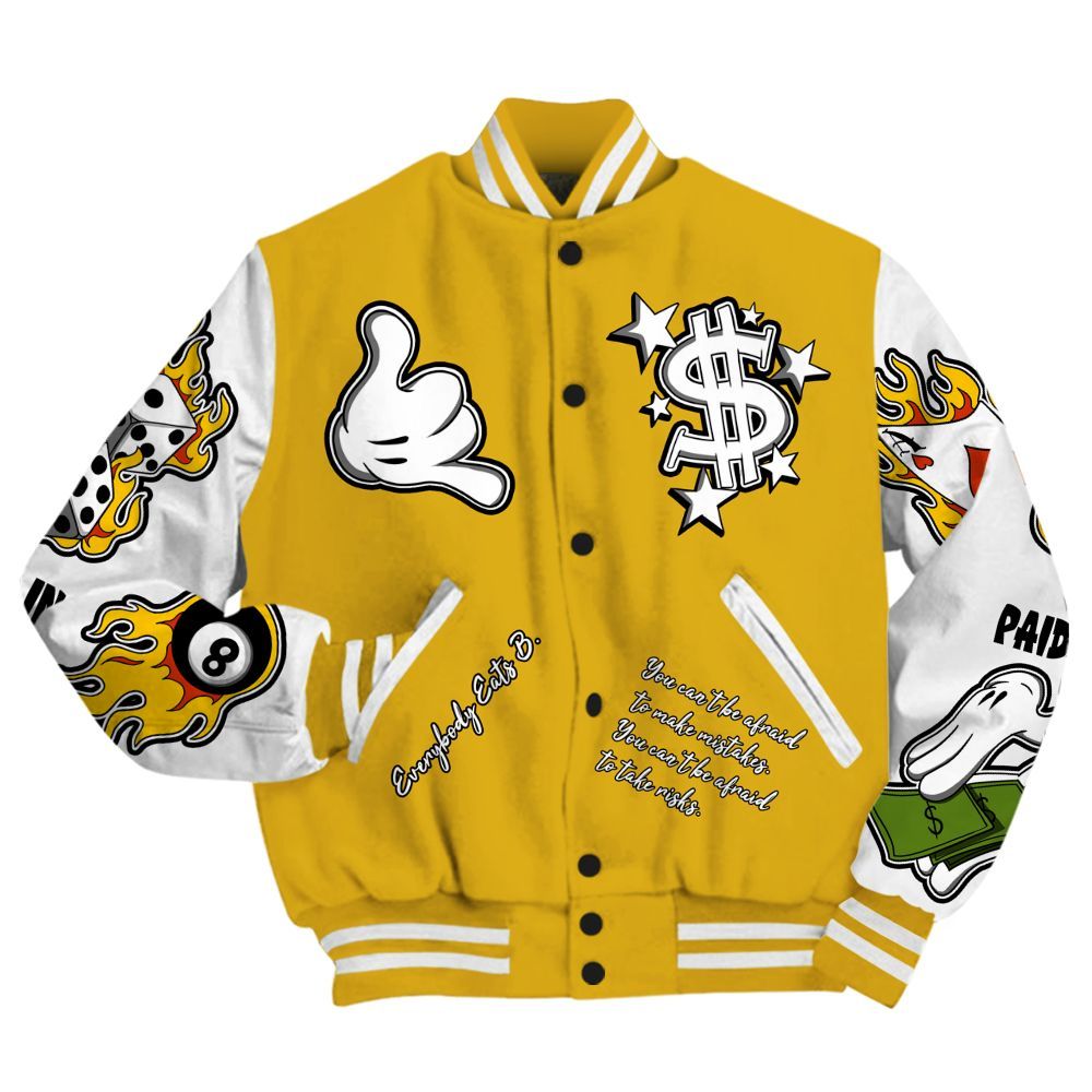 Varsity Jacket To Match Vivid Sulfur 4s - Everybody Paid In Full Graphic All Over Print