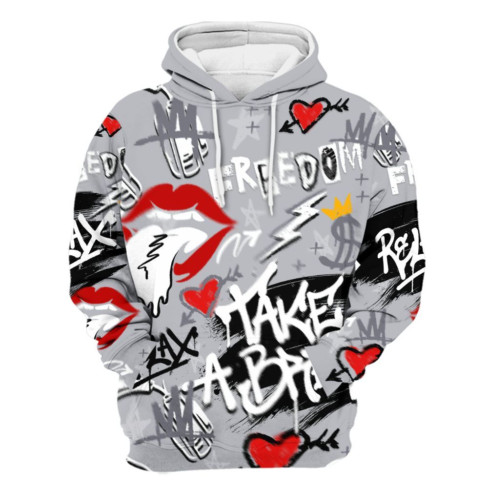 Hoodie To Match Low Cement Grey 11s - Take Break Freedom Graffiti Streetwear All Over Print