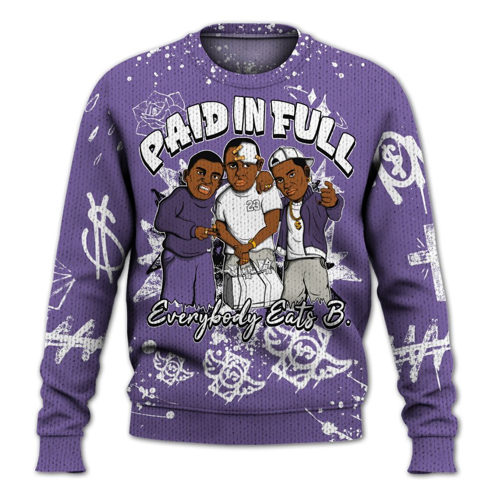 Knitted Sweater To Match Dunk Low Black Raspberry - Everybody Paid In Full Crayon