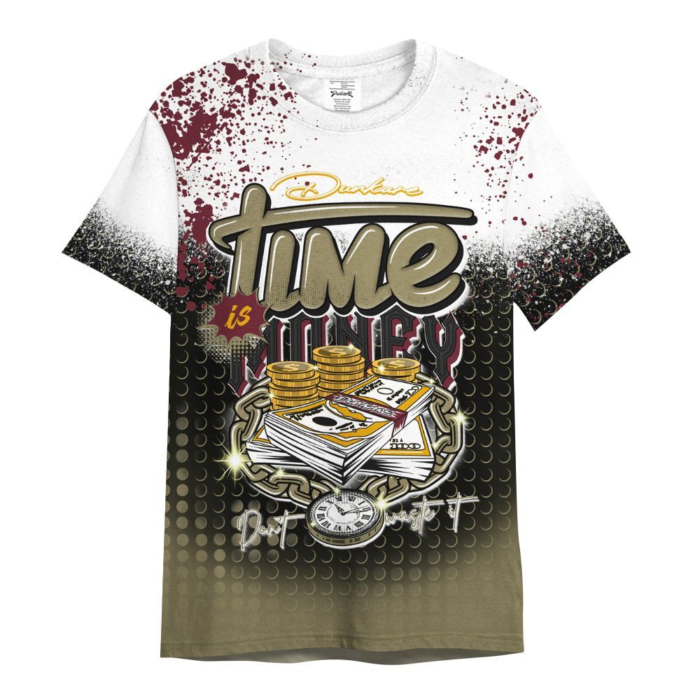 Shirt To Match Black Olive 7s - Halftone Time Is Money All Over Print